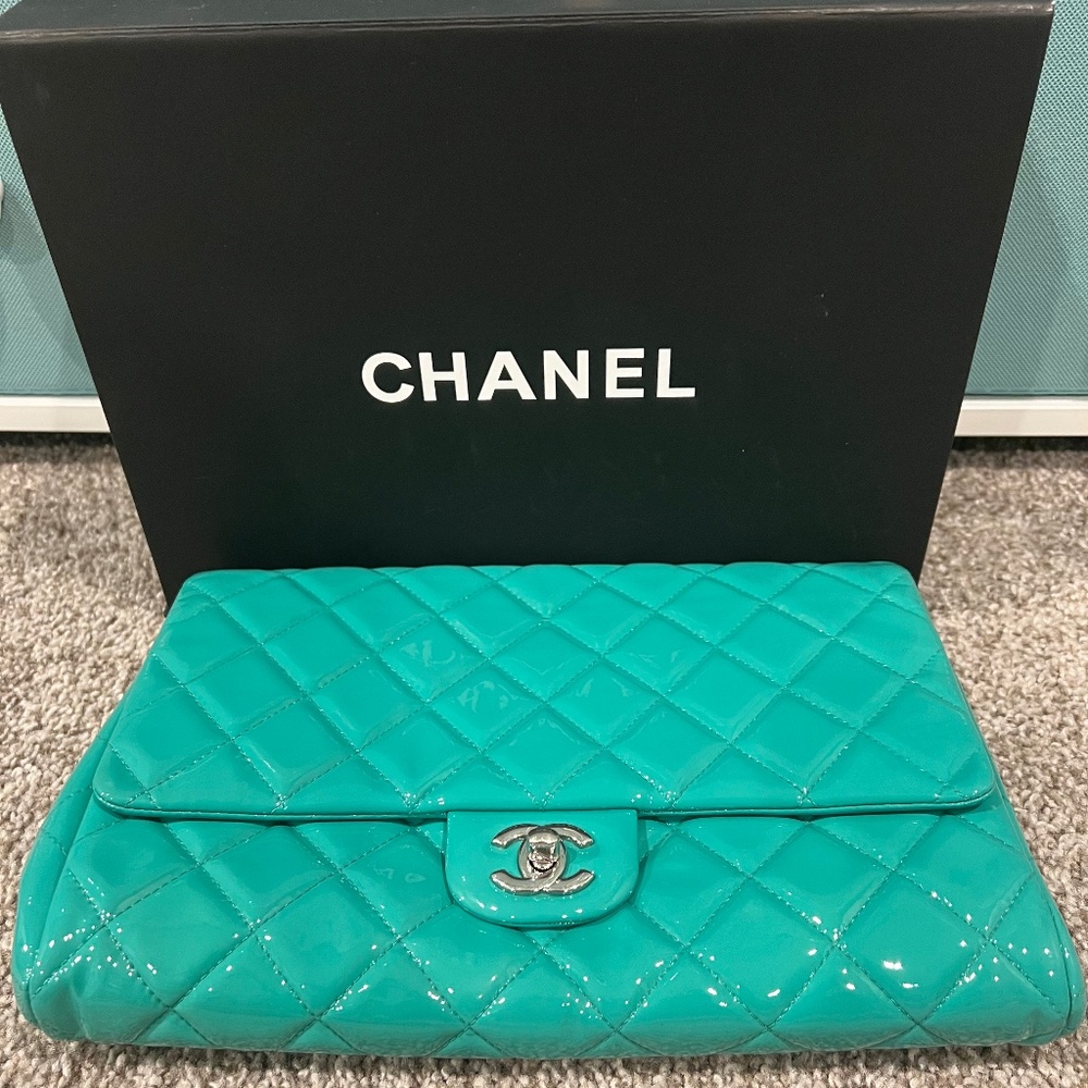 Chanel Patent Clutch with chain